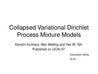 Collapsed Variational Dirichlet Process Mixture Models