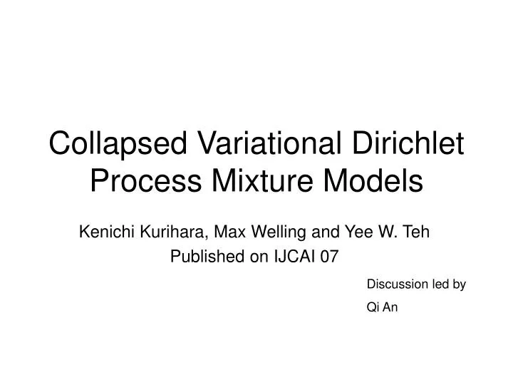 collapsed variational dirichlet process mixture models