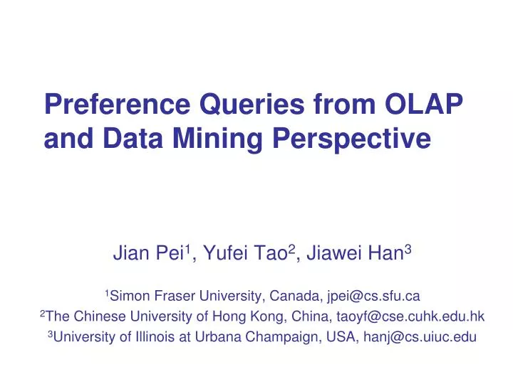 preference queries from olap and data mining perspective
