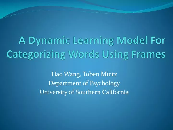 a dynamic learning model for categorizing words using frames