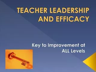 TEACHER LEADERSHIP AND EFFICACY