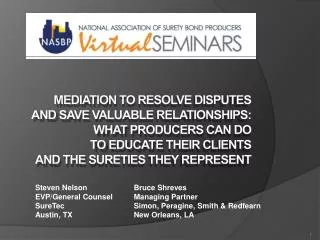 Mediation to Resolve Disputes and Save Valuable Relationships: What Producers Can Do To Educate Their Clients and t