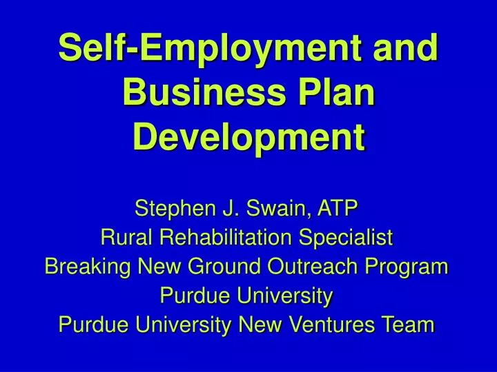 self employment and business plan development