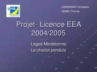 Projet- Licence EEA 2004/2005