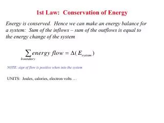 1st Law: Conservation of Energy