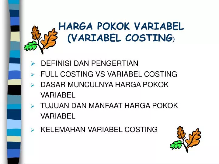 harga pokok variabel variabel costing