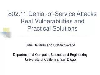 802.11 Denial-of-Service Attacks Real Vulnerabilities and Practical Solutions