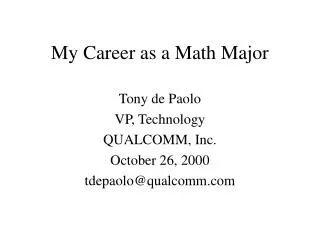 My Career as a Math Major