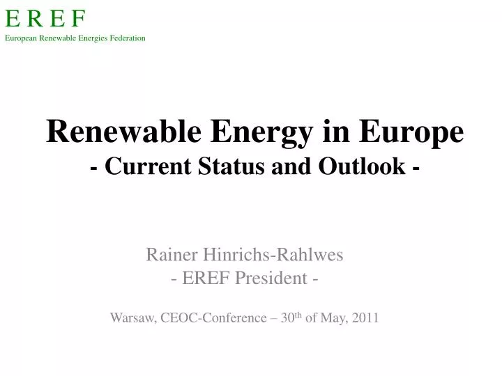 renewable energy in europe current status and outlook