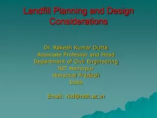 Landfill Planning and Design Considerations