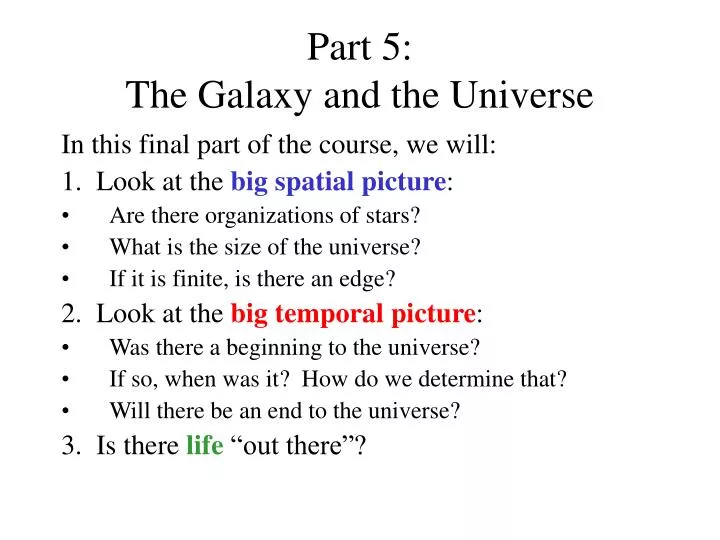 part 5 the galaxy and the universe