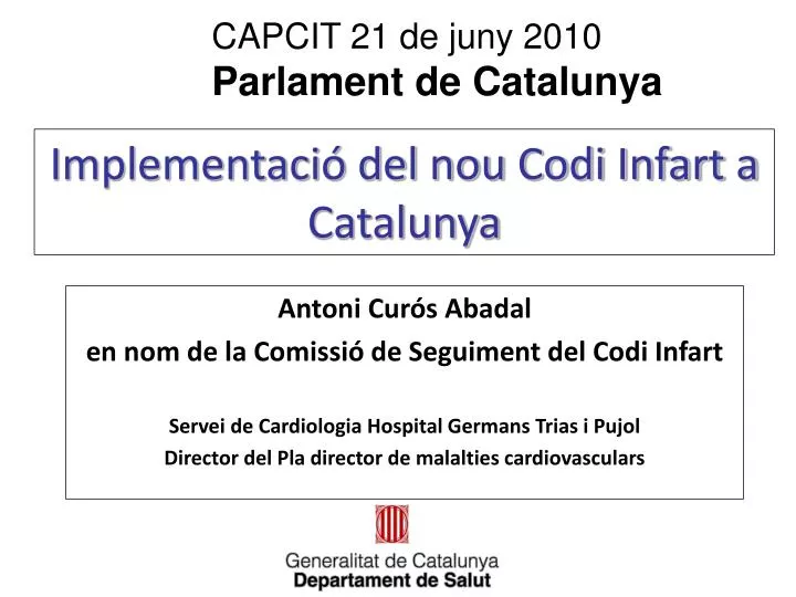 implementaci del nou codi infart a catalunya