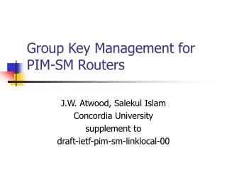 Group Key Management for PIM-SM Routers