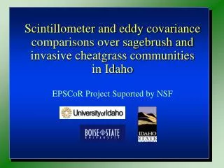 Scintillometer and eddy covariance comparisons over sagebrush and invasive cheatgrass communities in Idaho EPSCoR Proje