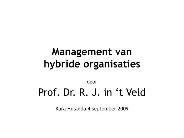 management van hybride organisaties