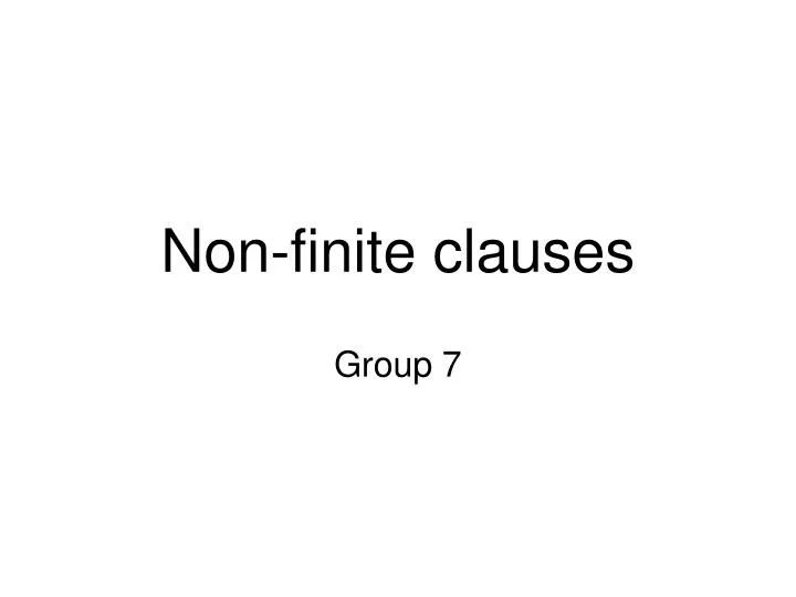 non finite clauses