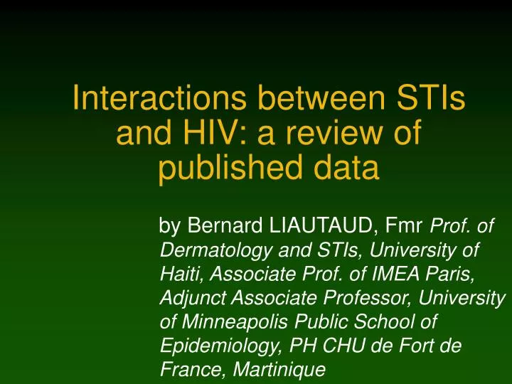 interactions between stis and hiv a review of published data