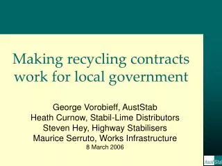 Making recycling contracts work for local government