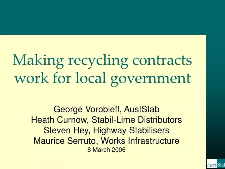 making recycling contracts work for local government