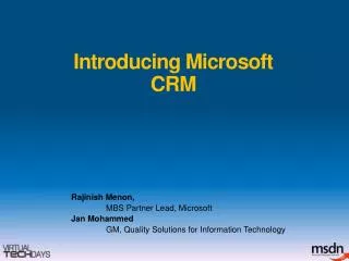 Introducing Microsoft CRM