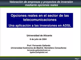 Opciones reales en el sector de las telecomunicaciones Una aplicación a las inversiones en ADSL