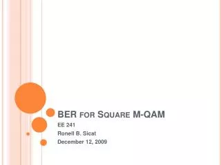 BER for Square M-QAM