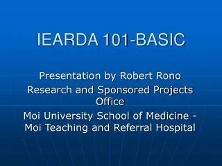 IEARDA 101-BASIC