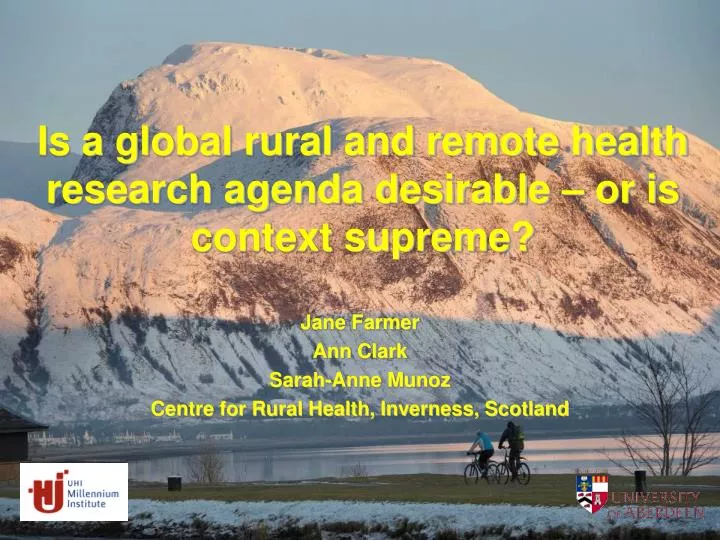 is a global rural and remote health research agenda desirable or is context supreme