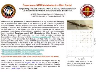 Covariance NMR Metabolomics Web Portal