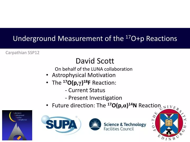 underground measurement of the 17 o p reactions