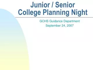 Junior / Senior College Planning Night