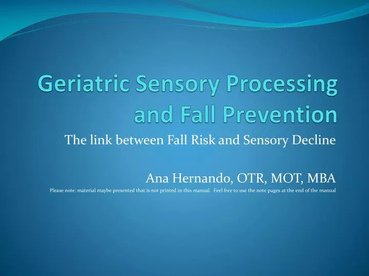 geriatric sensory processing and fall prevention