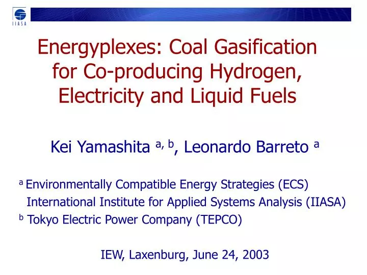 energyplexes coal gasification for co producing hydrogen electricity and liquid fuels