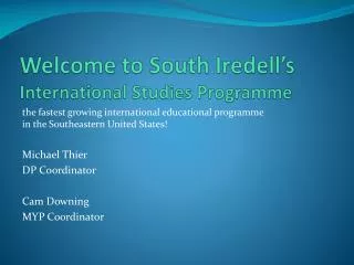 Welcome to South Iredell’s International Studies Programme