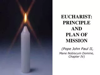 EUCHARIST: PRINCIPLE AND PLAN OF MISSION (Pope John Paul II, Mane Nobiscum Domine, Chapter IV)