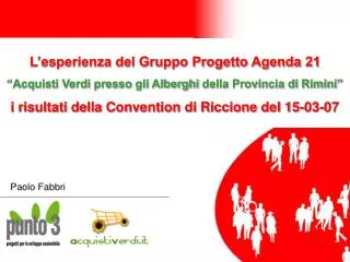 L’esperienza del Gruppo Progetto Agenda 21 “Acquisti Verdi presso gli Alberghi della Provincia di Rimini”