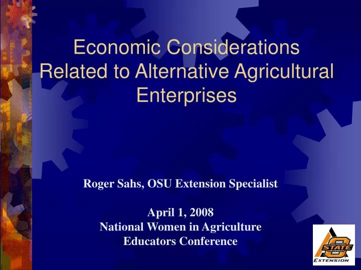 economic considerations related to alternative agricultural enterprises