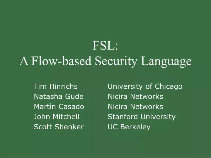fsl a flow based security language
