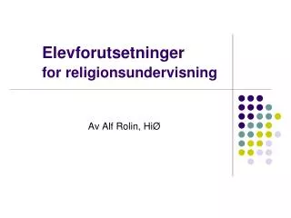 elevforutsetninger for religionsundervisning