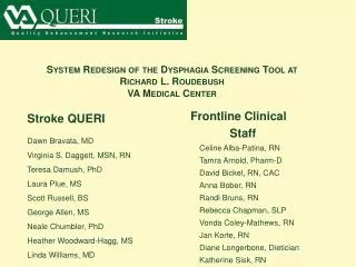 System Redesign of the Dysphagia Screening Tool at Richard L. Roudebush VA Medical Center