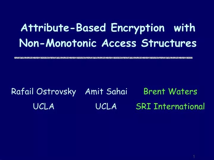 attribute based encryption with non monotonic access structures