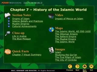 Chapter 7 – History of the Islamic World