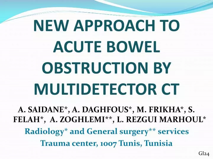 new approach to acute bowel obstruction by multidetector ct
