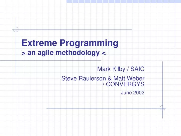 extreme programming an agile methodology