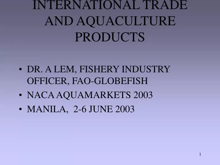 international trade and aquaculture products