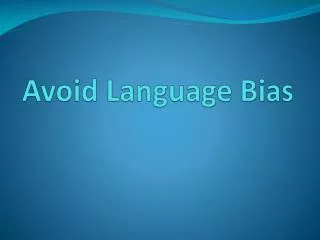 Avoid Language Bias