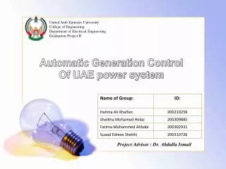 Automatic Generation Control Of UAE power system