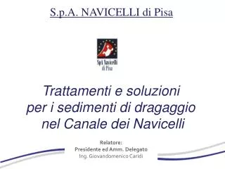 Trattamenti e soluzioni per i sedimenti di dragaggio nel Canale dei Navicelli