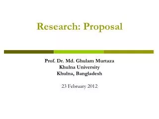 Research: Proposal
