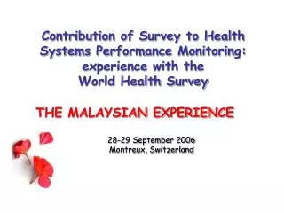 Contribution of Survey to Health Systems Performance Monitoring: experience with the World Health Survey